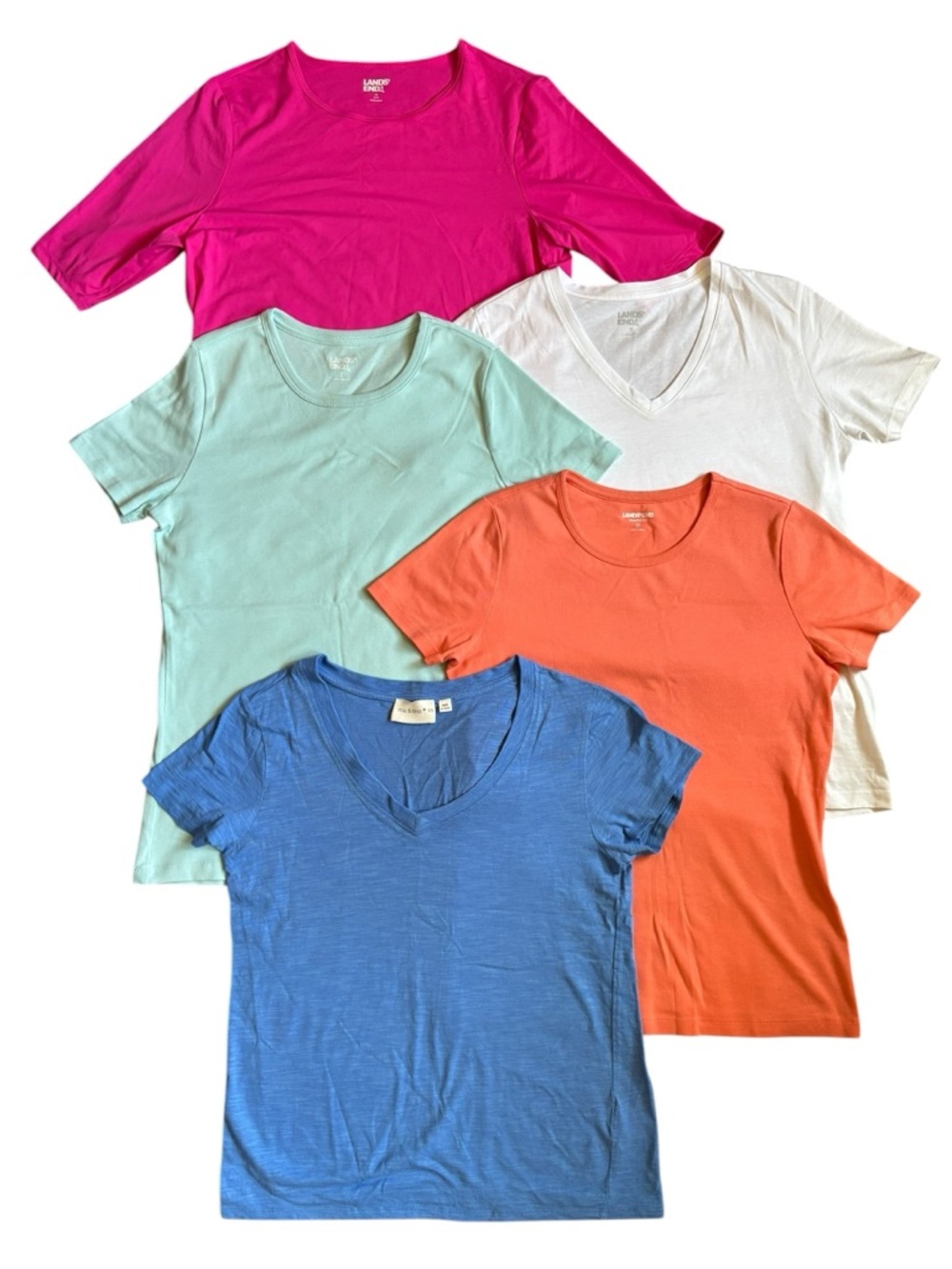Lands' End Women's Short Sleeve Bundle & Mia & Tess Blue Top, S/XS/M